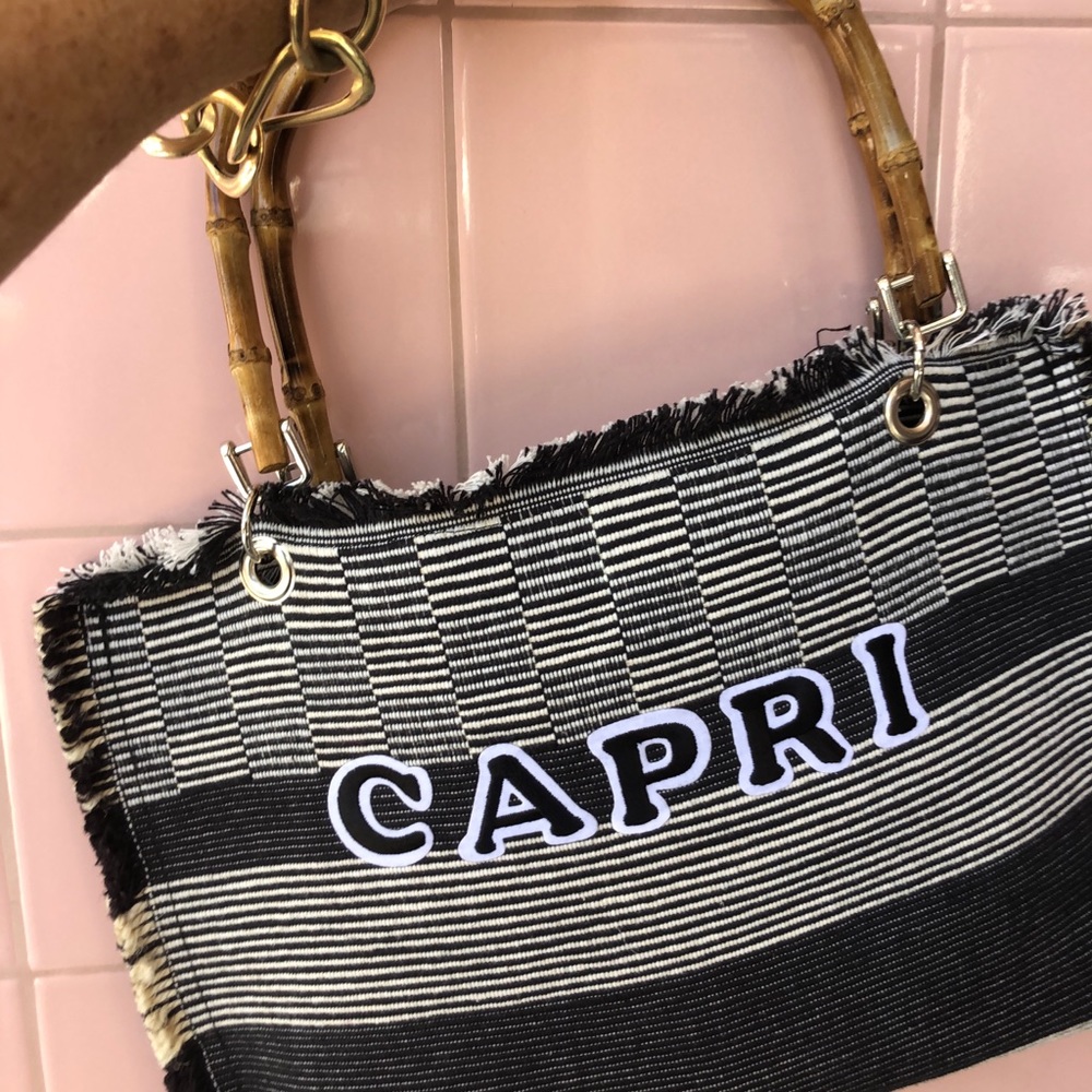 Capri bag handmade bamboo handles tote style
